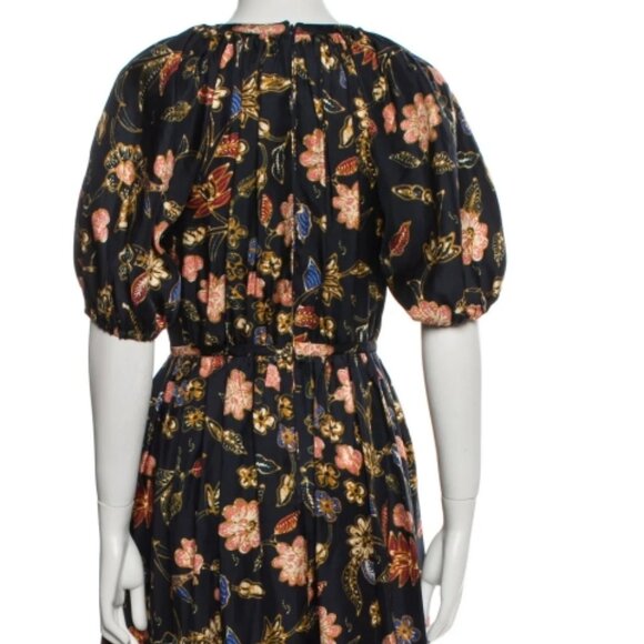 NWOT ULLA JOHNSON Cybil Silk Midi Dress in Odessa S $765 - Picture 10 of 11